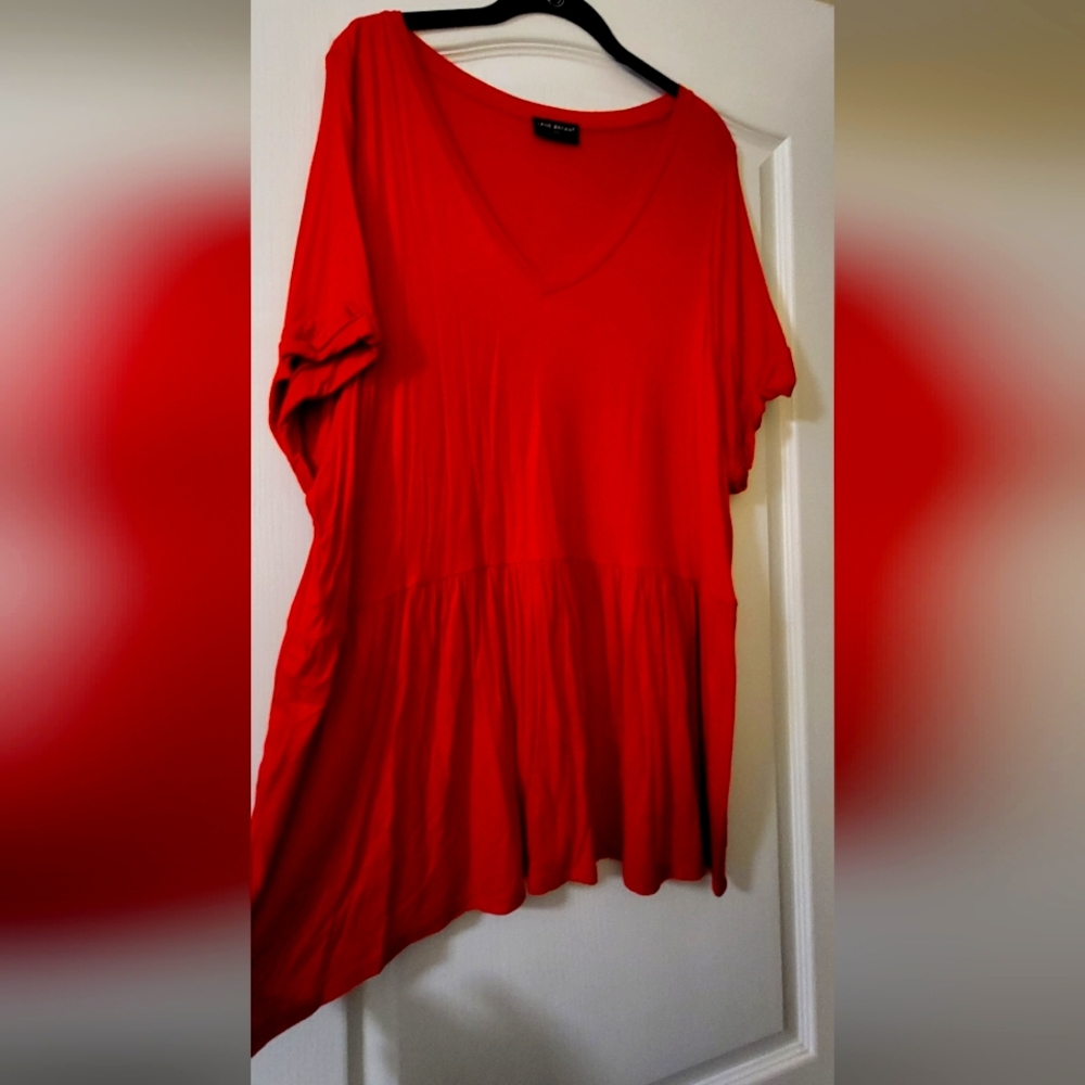 Red baby doll top from Lane Bryant.